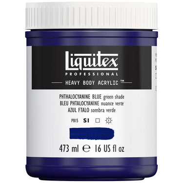 Liquitex Heavy Body Bleu Phtalocyanine Nuance Verte 473ML produit en gros plan sur fond blanc.