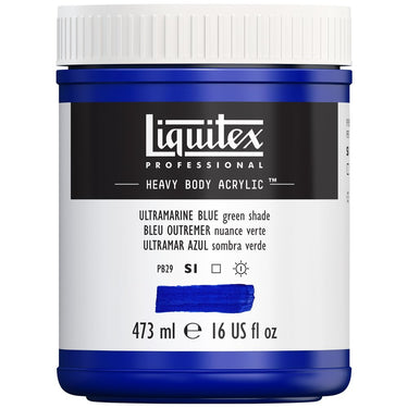 Liquitex Heavy Body Bleu Outremer Nuance Verte 473ML produit en gros plan sur fond blanc.
