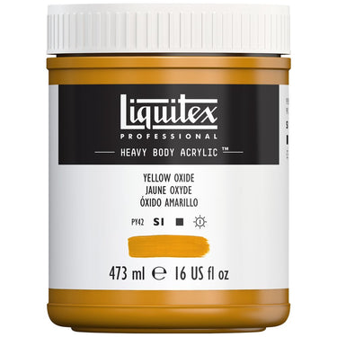 Liquitex Heavy Body Jaune Oxyde 473ML produit en gros plan sur fond blanc.