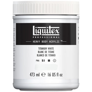 Liquitex Heavy Body Blanc de Titane 473ML produit en gros plan sur fond blanc.