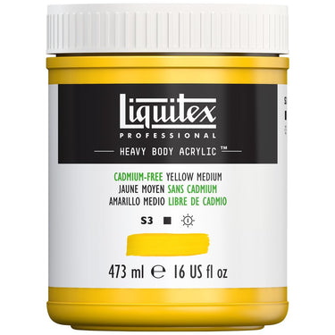 Acrylique Heavy Body Liquitex, 473ML, Jaune Moyen sans Cadmium (produit en gros plan sur fond blanc)