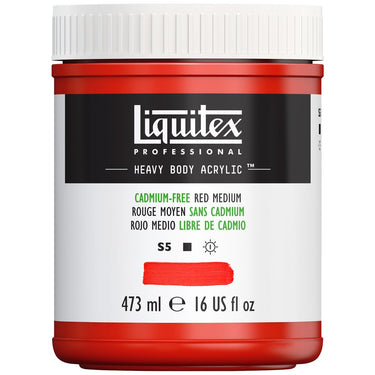 Acrylique Heavy Body Liquitex, 473ML, Rouge Moyen sans Cadmium (produit en gros plan sur fond blanc)