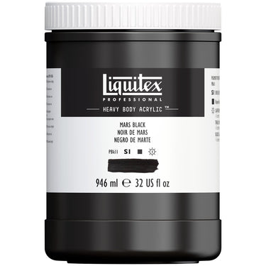 Liquitex Heavy Body Noir de Mars 946ML produit en gros plan sur fond blanc.