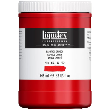 Liquitex Heavy Body Naphtol Carmin 946ML produit en gros plan sur fond blanc.