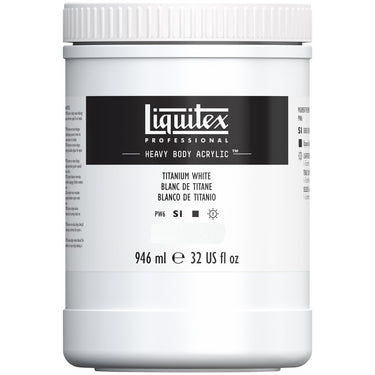 Liquitex Heavy Body Blanc de Titane 946ML produit en gros plan sur fond blanc.