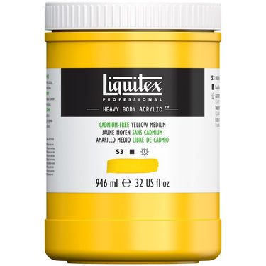 Acrylique Heavy Body Liquitex, 946ML, Jaune Moyen sans Cadmium (produit en gros plan sur fond blanc)