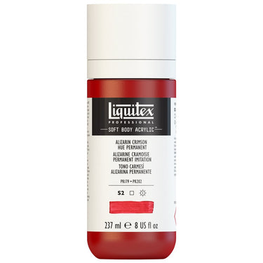 Liquitex Soft Body Flacon de 237ML, Alizarine Cramoisie Permanent Imitation (produit en gros plan sur fond blanc)