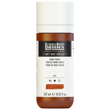 Liquitex Soft Body Flacon de 237ML, Terre de Sienne Brûlée (produit en gros plan sur fond blanc)