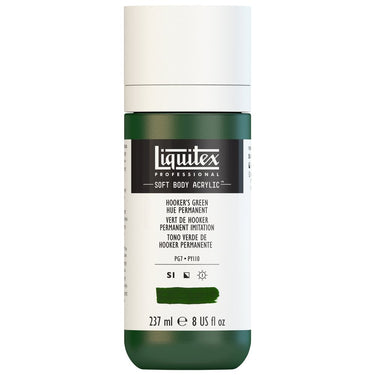 Liquitex Soft Body Flacon de 237ML, Vert de Hooker Permanent Imitation (produit en gros plan sur fond blanc)