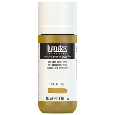 Liquitex Soft Body Flacon de 237ML, Or Éclatant Iridescent (produit en gros plan sur fond blanc)