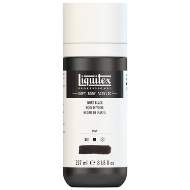 Liquitex Soft Body Flacon de 237ML, Noir d'Ivoire (produit en gros plan sur fond blanc)