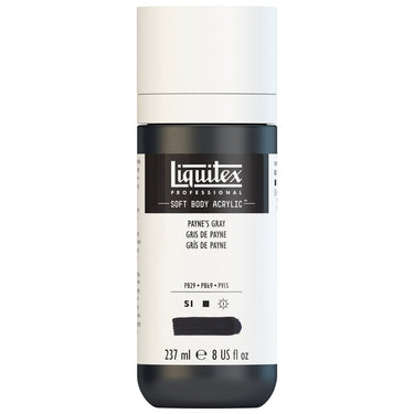 Liquitex Soft Body Flacon de 237ML, Gris de Payne (produit en gros plan sur fond blanc)