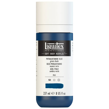 Liquitex Soft Body Flacon de 237ML, Bleu Phtalocyanine Nuance Verte (produit en gros plan sur fond blanc)