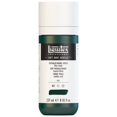Liquitex Soft Body Flacon de 237ML, Vert Phtalocyanine Nuance Bleue (produit en gros plan sur fond blanc)