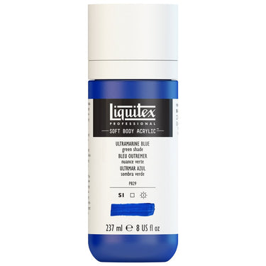 Liquitex Soft Body Flacon de 237ML, Bleu Outremer Nuance Verte (produit en gros plan sur fond blanc)