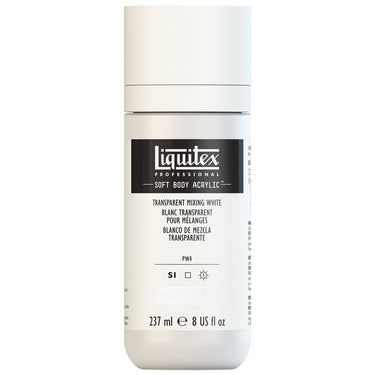 Liquitex Soft Body Flacon de 237ML, Blanc Transparent pour Mélanges (produit en gros plan sur fond blanc)