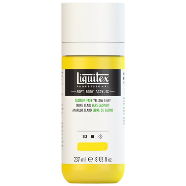 Liquitex Soft Body Flacon de 237ML, Jaune Clair sans Cadmium (produit en gros plan sur fond blanc)