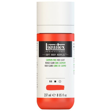 Liquitex Soft Body Flacon de 237ML, Rouge Clair sans Cadmium (produit en gros plan sur fond blanc)