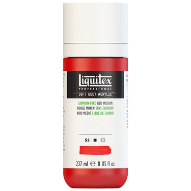 Liquitex Soft Body Flacon de 237ML, Rouge Moyen sans Cadmium (produit en gros plan sur fond blanc)