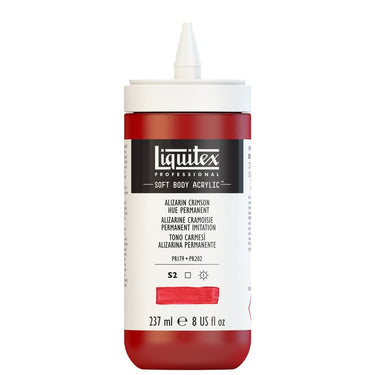 Acrylique Soft Body Flacon de 59ML, Alizarine Cramoisie Permanent Imitation. Sans Capouchon, Sur Fond Blanc.