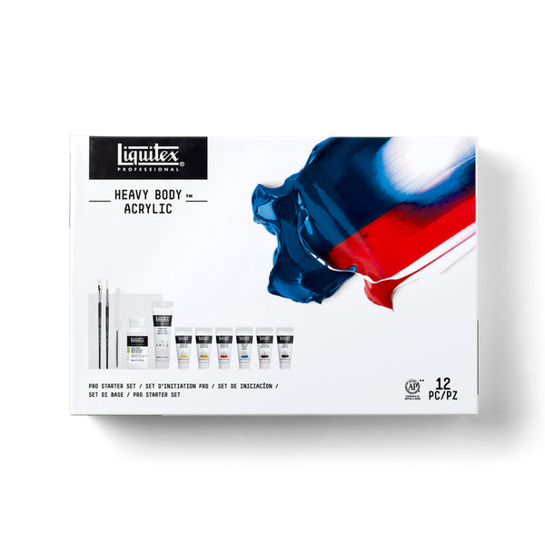 Gros plan du coffret Liquitex Acrylique Heavy Body - Initiation sur fond blanc