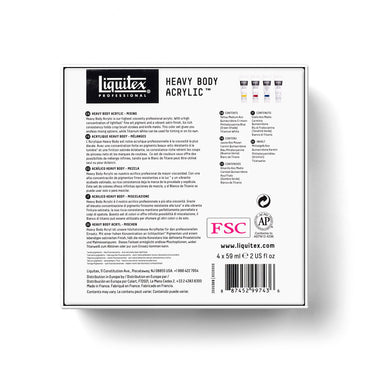 Coffret acrylique Liquitex Heavy Body - 4x59ml - Mélanges [dos de l'emballage]