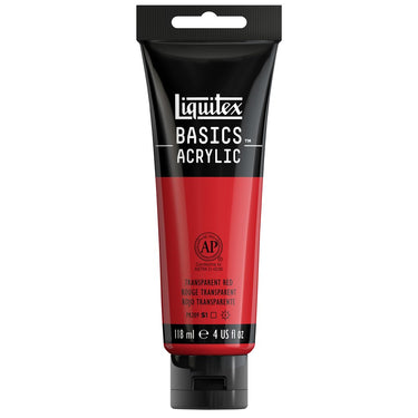 Liquitex Basics, 118ML, Rouge Transparent (produit en gros plan sur fond blanc)