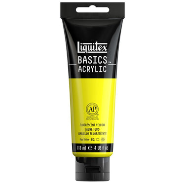 Liquitex Basics, 118ML, Jaune Fluorescent (produit en gros plan sur fond blanc)