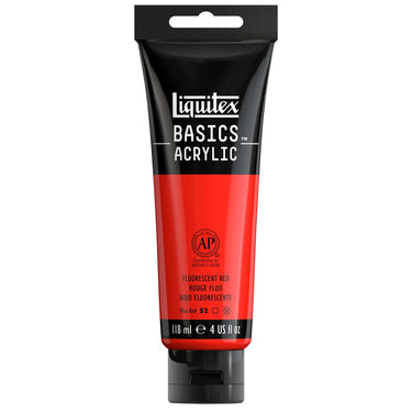 Liquitex Basics, 118ML, Rouge Fluorescent (produit en gros plan sur fond blanc)