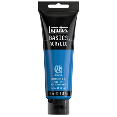 Liquitex Basics, 118ML, Bleu Fluorescent (produit en gros plan sur fond blanc)