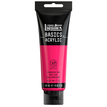 Liquitex Basics, 118ML, Rose Fluorescent (produit en gros plan sur fond blanc)
