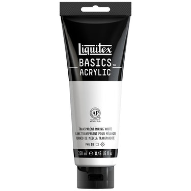 Liquitex Basics, 250ML, Blanc Transparent pour Mélanges (produit en gros plan sur fond blanc)