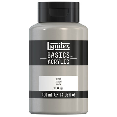 Liquitex Basics, 400ML, Argent (produit en gros plan sur fond blanc)