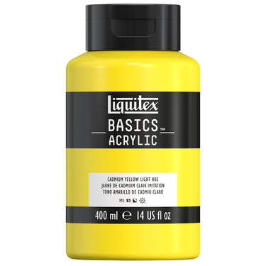 Liquitex Basics, 400ML, Jaune de Cadmium Clair Imitation (produit en gros plan sur fond blanc)