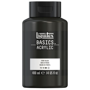 Liquitex Basics, 400ML, Noir d'Ivoire (produit en gros plan sur fond blanc)