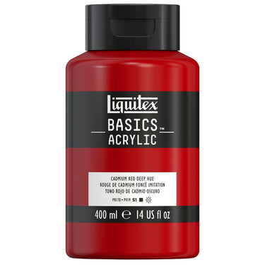 Liquitex Basics, 400ML, Rouge de Cadmium Foncé Imitation (produit en gros plan sur fond blanc)