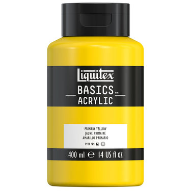 Liquitex Basics, 400ML, Jaune Primaire (produit en gros plan sur fond blanc)