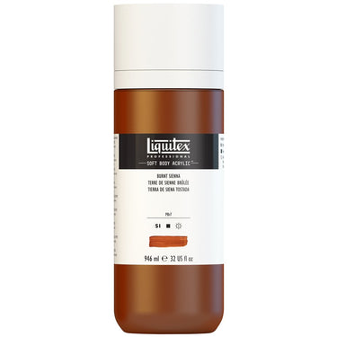 Liquitex Soft Body Flacon de 946ML, Terre de Sienne Brûlée (produit en gros plan sur fond blanc)
