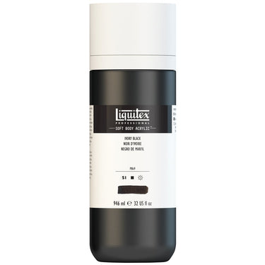 Liquitex Soft Body Flacon de 946ML, Noir d'Ivoire (produit en gros plan sur fond blanc)