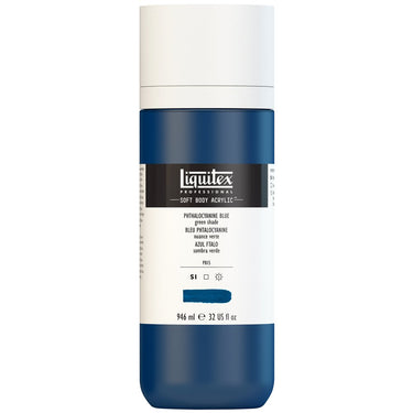Liquitex Soft Body Flacon de 946ML, Bleu Phtalocyanine Nuance Verte (produit en gros plan sur fond blanc)