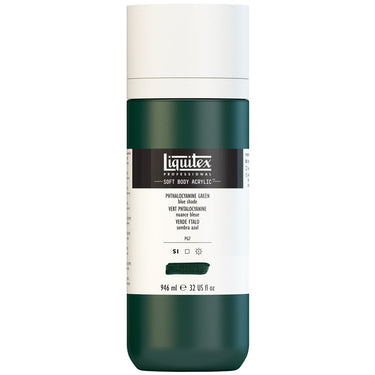 Liquitex Soft Body Flacon de 946ML, Vert Phtalocyanine Nuance Bleue (produit en gros plan sur fond blanc)