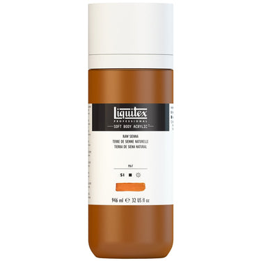 Liquitex Soft Body Flacon de 946ML, Terre de Sienne Naturelle (produit en gros plan sur fond blanc)