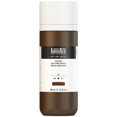 Liquitex Soft Body Flacon de 946ML, Terre d'Ombre Naturelle (produit en gros plan sur fond blanc)