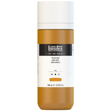 Liquitex Soft Body Flacon de 946ML, Jaune Oxyde (produit en gros plan sur fond blanc)