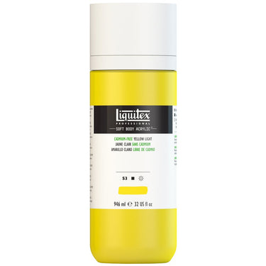 Liquitex Soft Body Flacon de 946ML, Jaune Clair sans Cadmium (produit en gros plan sur fond blanc)
