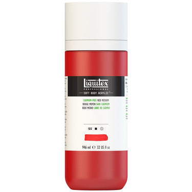 Liquitex Soft Body Flacon de 946ML, Rouge Moyen sans Cadmium (produit en gros plan sur fond blanc)
