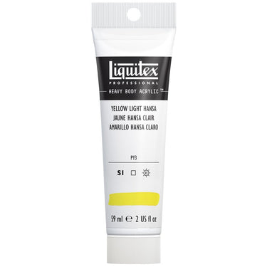 Liquitex Heavy Body Jaune Hansa Clair 59ML produit en gros plan sur fond blanc.