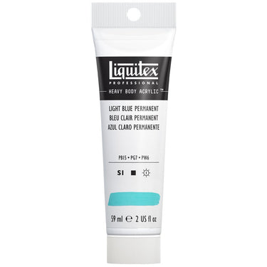 Liquitex Heavy Body Bleu Clair Permanent 59ML produit en gros plan sur fond blanc.