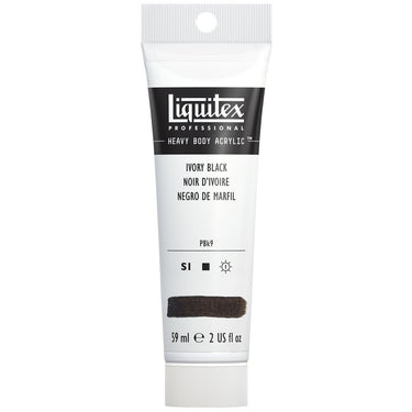 Liquitex Heavy Body Noir d'Ivoire 59ML produit en gros plan sur fond blanc.