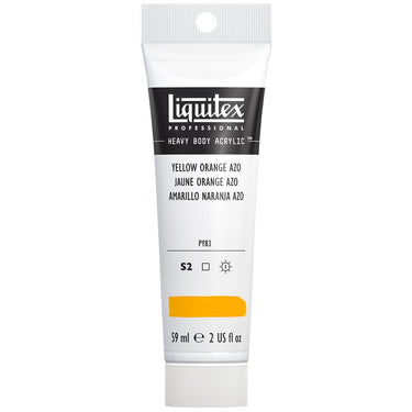 Liquitex Heavy Body Jaune Orange Azo 59ML produit en gros plan sur fond blanc.